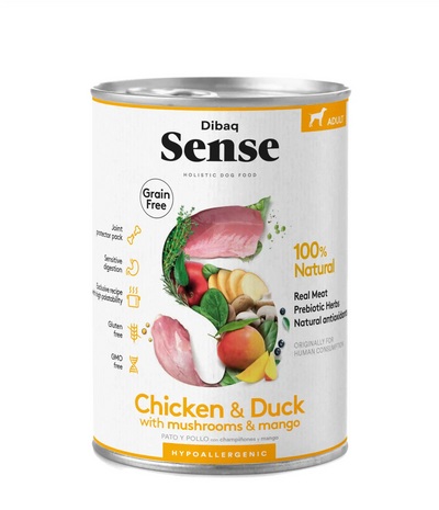 Dibaq Sense blik hond - Kip & Eend 380gr.