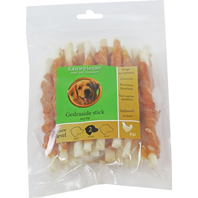 Kauwplezier gedraaide stick met kip 12cm