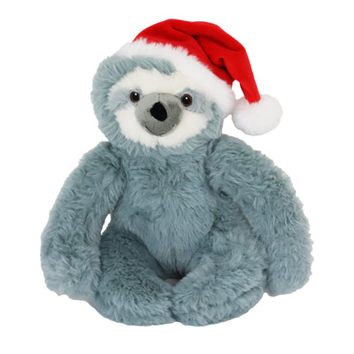 Boon pluche luiaard met kerstmuts, grijs 32cm