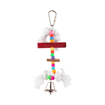 Boon vogelspeelgoed kralen met katoen en bel, 15cm