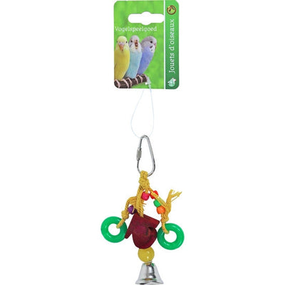Boon vogelspeelgoed huisje hout met ring en bel, 11 cm