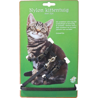 Boon kittentuig nylon met lijn, zwart