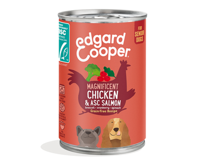 Edgard & Cooper Senior natvoer blik Chicken & Salmon 400gr.