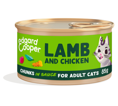 Edgard & Cooper adult cat chunks in sauce - lamb & chicken 85gr.