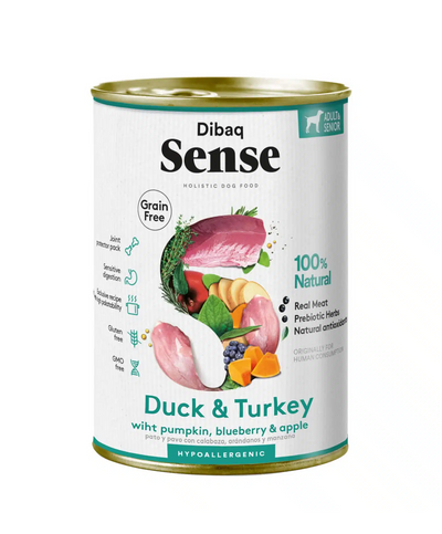 Dibaq Sense blik hond - Eend & Kalkoen 380gr.