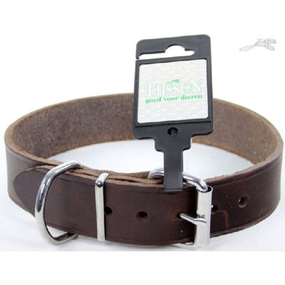 Halsband breed vetleer bruin 35mm x 65cm