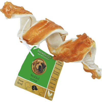 Kauwplezier rawhide wokkel met kip 16cm
