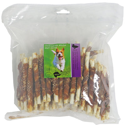 Kauwplezier gedraaide stick met eend 12cm 100st.