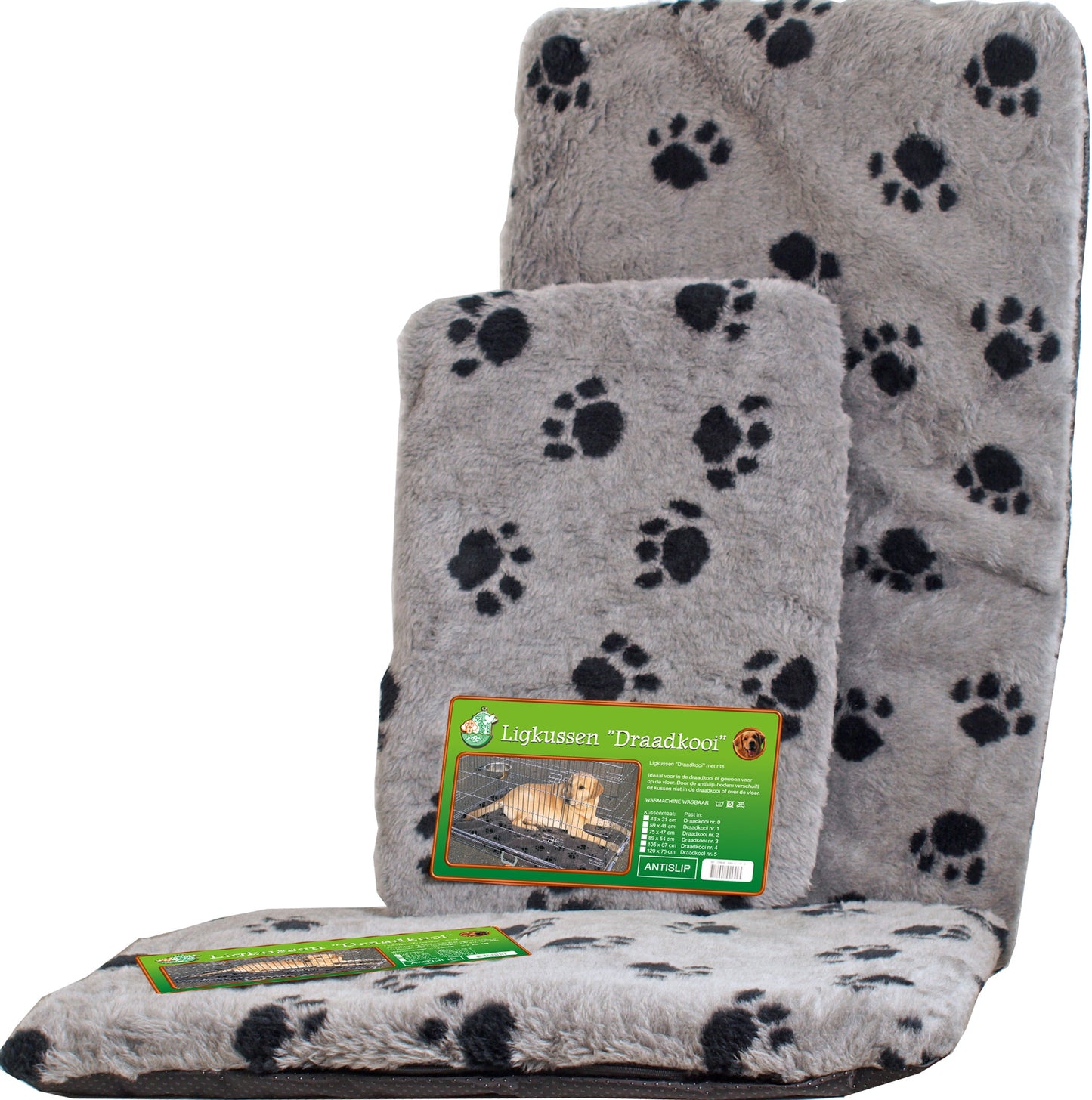 Boon benchkussen anti-slip grijs/paw nr. 5, 120 × 75cm