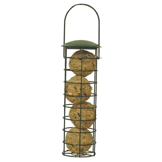 Metalen mezenbolhouder groen incl. mezenbollen, 23cm