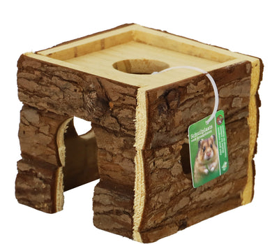 Boon houten knaagdierhuis vierkant met gaten 12cm