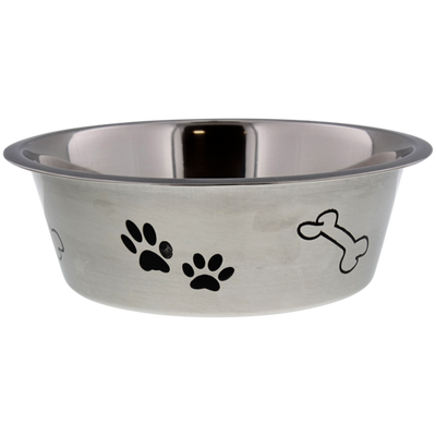 RVS voerbak met pootjes en botjes 21cm