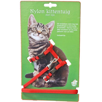 Boon kittentuig nylon met lijn, rood