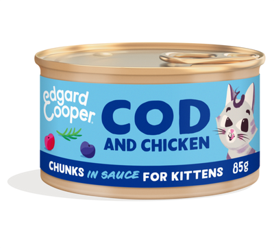 Edgard & Cooper kitten chunks in sauce - cod & chicken 85gr.