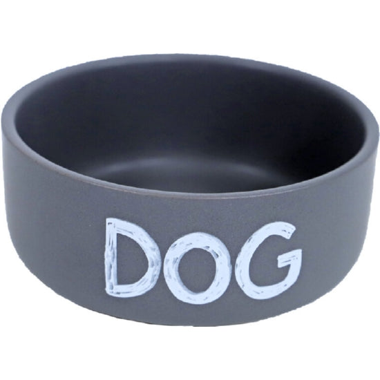 Voerbak steen DOG mat grijs 19cm