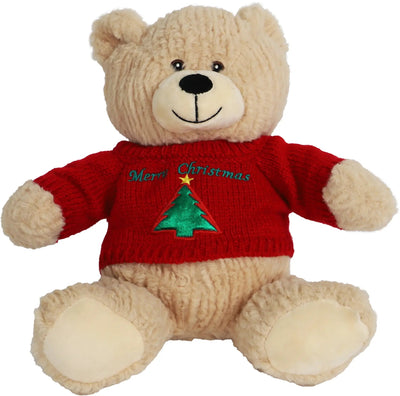 Boon pluche kerstbeer met trui, beige 25cm