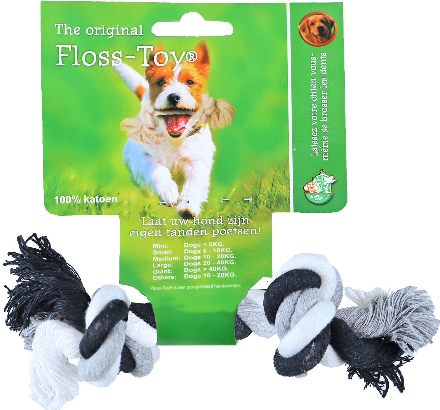 Boon floss toy blauw wit roze XS