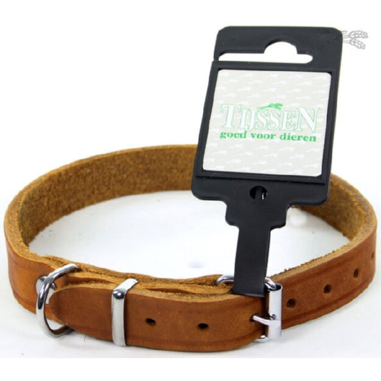 Halsband vetleer cognac 16mm x 40cm