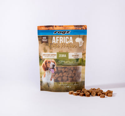 Rogz Dog Africa Treats Skin & Coat Zebra 100gr.