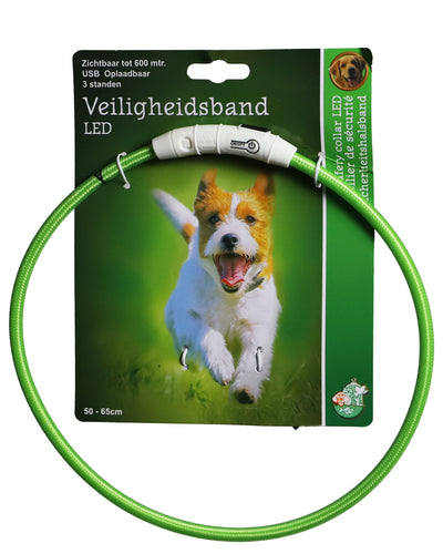 LED halsband nylon groen 50 - 65cm