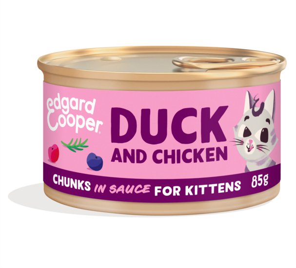 Edgard & Cooper kitten chunks in sauce - duck & chicken 85gr.