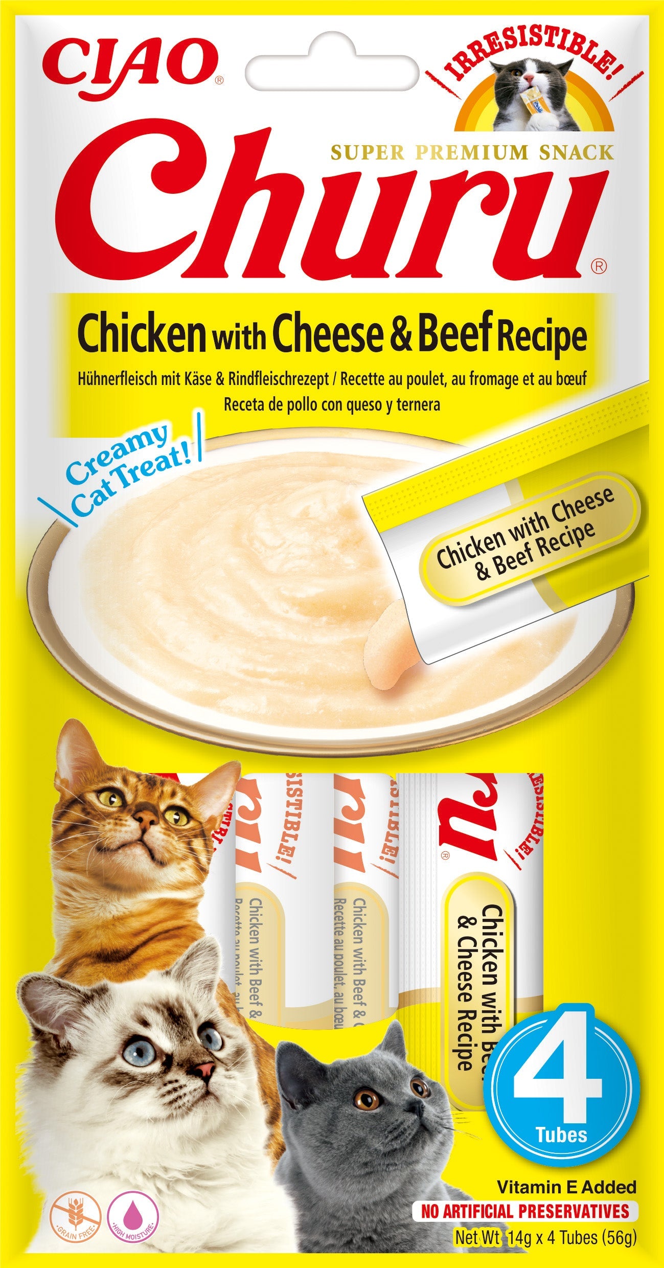 Inaba Churu Chicken & Cheese & Beef 4x 14gr.