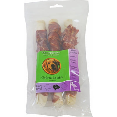 Kauwplezier gedraaide stick met eend 16cm