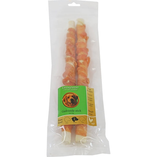 Kauwplezier gedraaide stick met kip 28cm