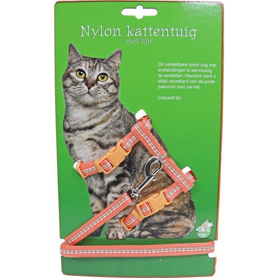 Boon kattentuig nylon met lijn en stiksel, coral