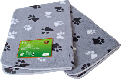 Vetbed gebiesd grijs met pootjes 100 x 150cm