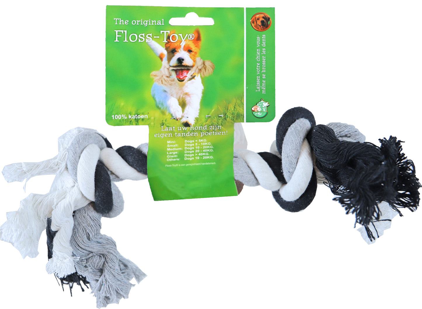 Boon floss toy zwart wit L