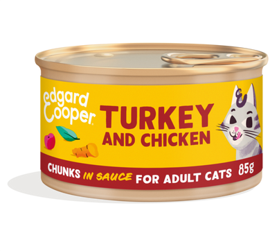 Edgard & Cooper adult cat chunks in sauce - turkey & chicken 85gr.