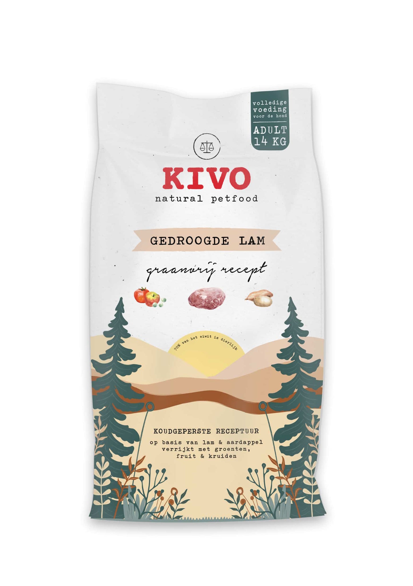 Kivo graanvrije geperste brok - Gedroogde Lam 4kg