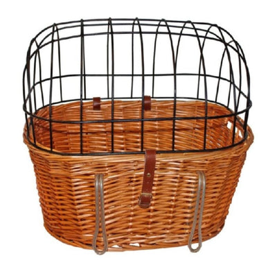 Fietsmand riet voorop met metaal rek