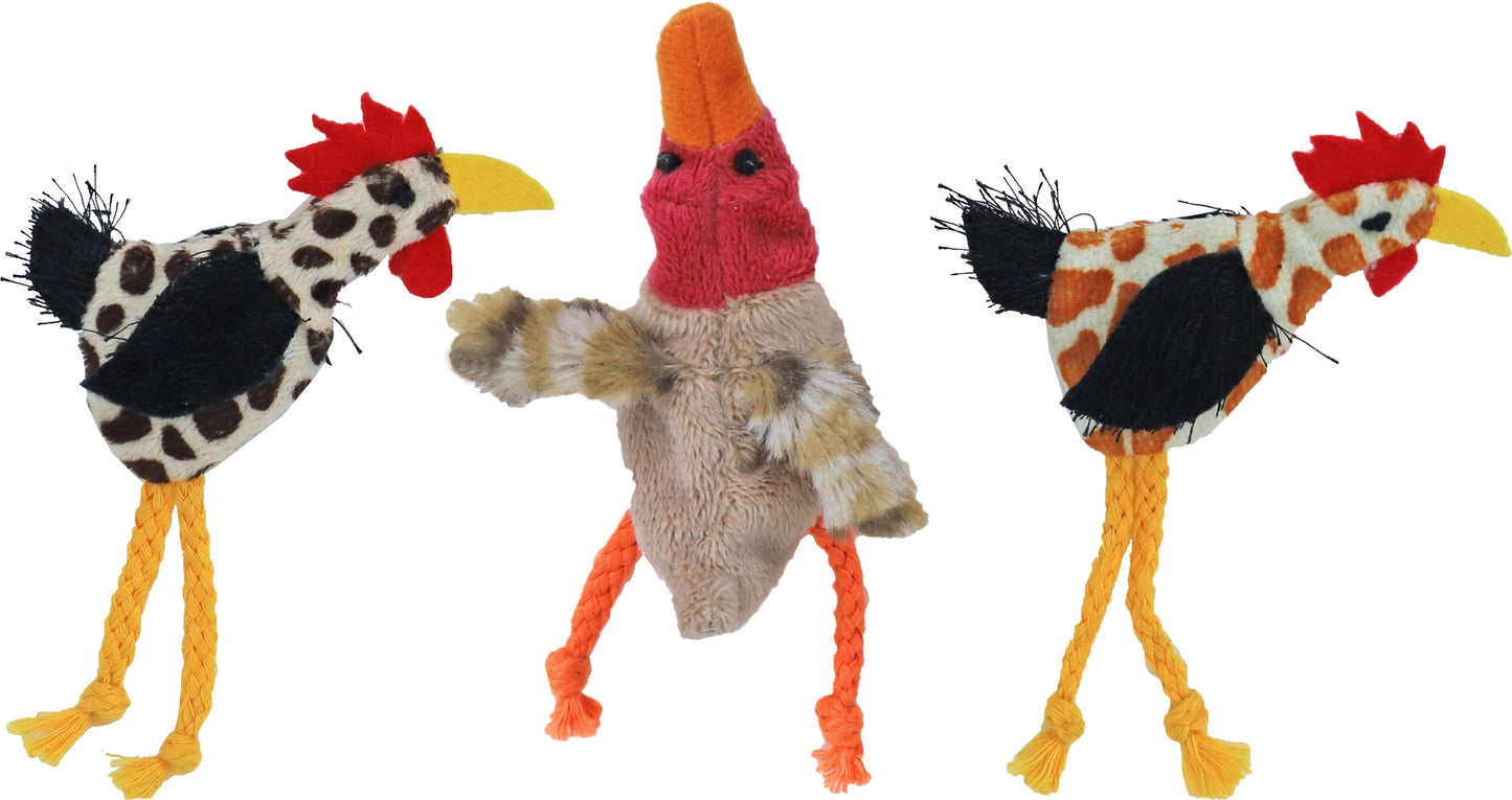 Boon kattenspeelgoed kip of eend pluche met touwpoot, 12cm