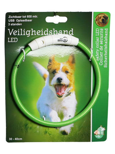 LED halsband nylon groen 30 - 40cm