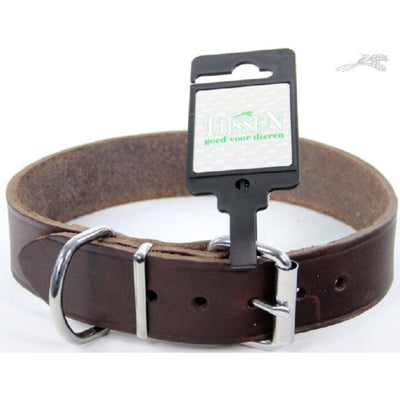 Halsband breed vetleer bruin 35mm x 60cm