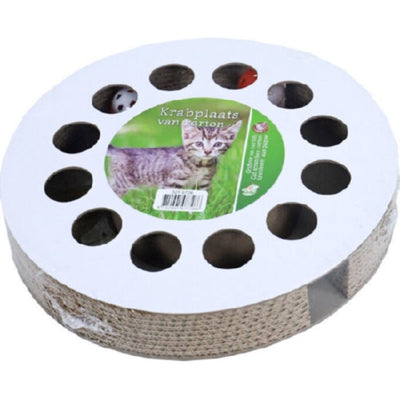 Boon krabplaats karton met 2x bal en catnip, 32cm