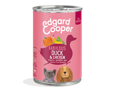 Edgard & Cooper Puppy natvoer blik Duck & Chicken 400gr.