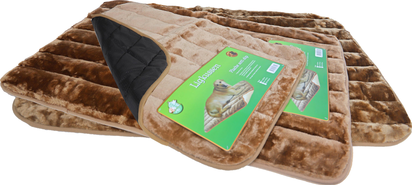 Boon ligkussen pluche/anti-slip bruin, 122×82 cm