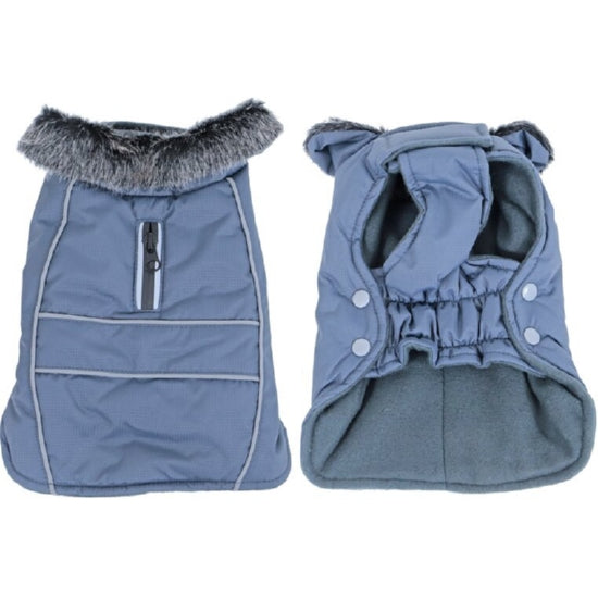 Boony hondenjas parka bontkraag grijs, 45 cm