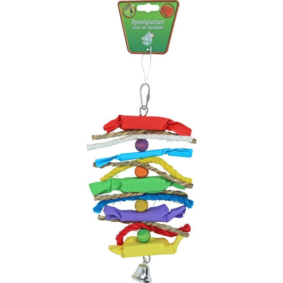Boon vogelspeelgoed ladder hout/ raffia met papier, 25 cm