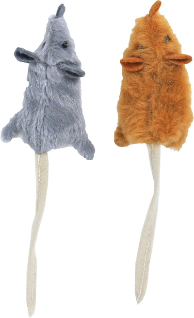 Boon kattenspeelgoed muis pluche grijs of bruin met staart, 18cm