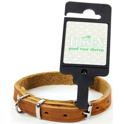 Halsband vetleer cognac 12mm x 35cm