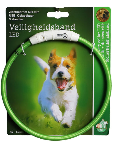 LED halsband nylon groen 40 - 50cm