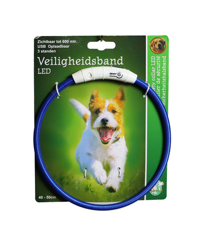 LED halsband nylon blauw 50 - 65cm