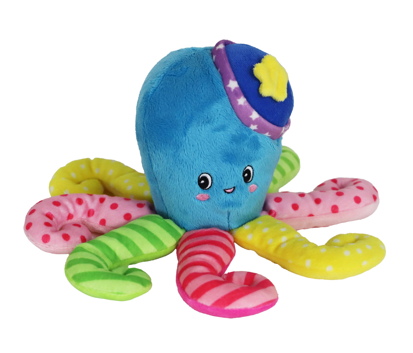 Octopus pluche multicolor met piep 22cm