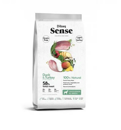 Dibaq Sense Grainfree - Light & Senior - Eend & Kalkoen 12kg