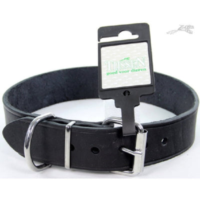 Halsband breed vetleer zwart 35mm x 55cm