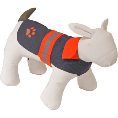 Boony honden regenjas 'Safety' met reflectie grijs/oranje, 20cm